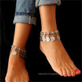 Shangjie OEM tobillera Bohemian Vintage metal coin tassel anklet dainty anklet money sign anklets